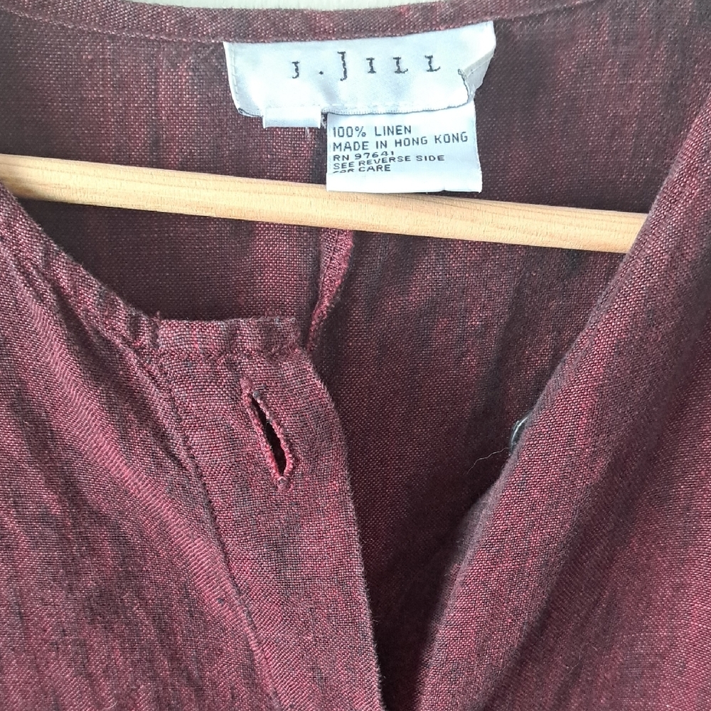 J. Jill Burgundy Long Sleeve Button Dress - Picture 3 of 3
